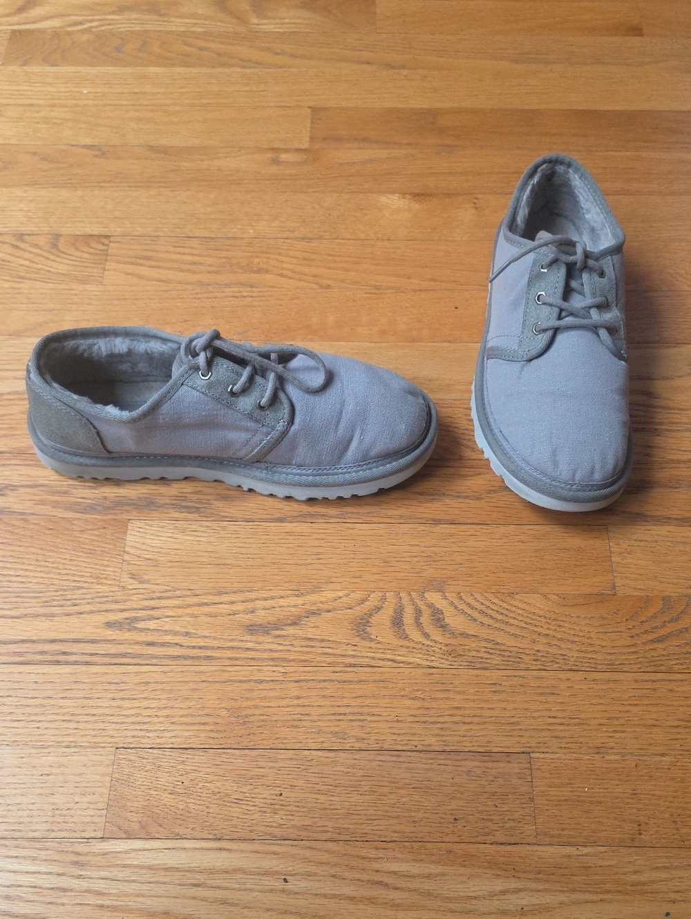 Ugg Nuemel Mens Gray Canvas Lace-Up Shoes